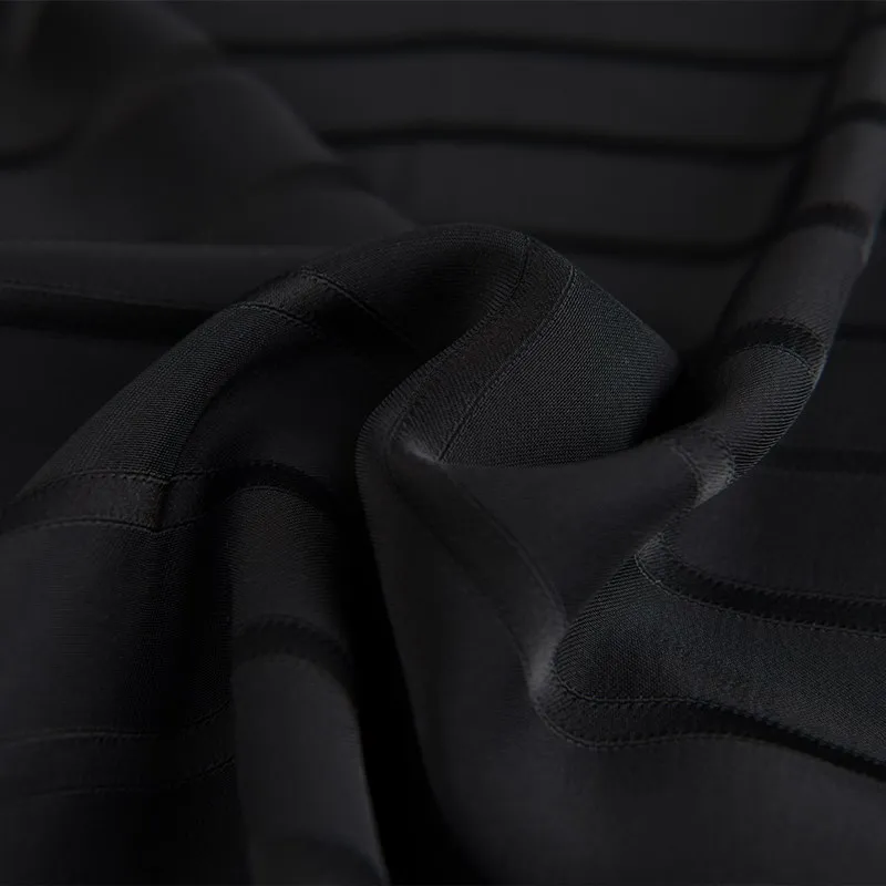 Ацетатная вискоза, черная шелковая полосатая ткань для одежды