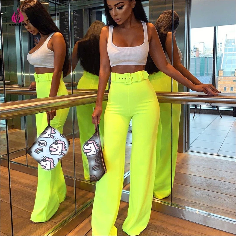 Kg9930 Neon Wide Leg Pants 2022 Summer 