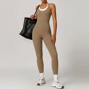 New Gym Clothes for Women Yoga Bodysuit Casual Unitard Playsuit Rompers Ladies Work Out Clothin Wide Leg Jumpsuit Gym Set