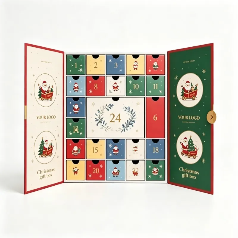 Egendefinert luksus julehemmelighetsboks – tom adventskalender for kosmetikk, makeup og skjønnhetsprodukter, emballasje til julegaver