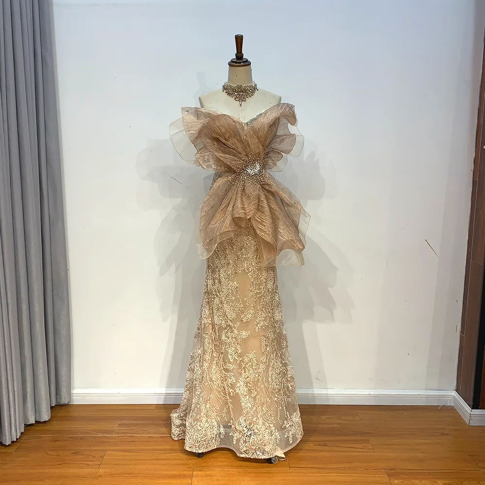 Jancember LSMZ06 Exclusive Golden Rhinestone Mermaid Slim Evening Prom  Dresses