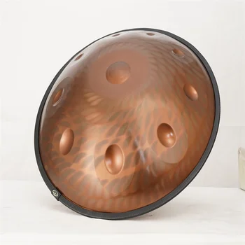 New Look Handmade Handpan Drum in D Minor 10 Notes 22 Inch Stainless Steel and Ember Steel Handpan with a Handpan Bag