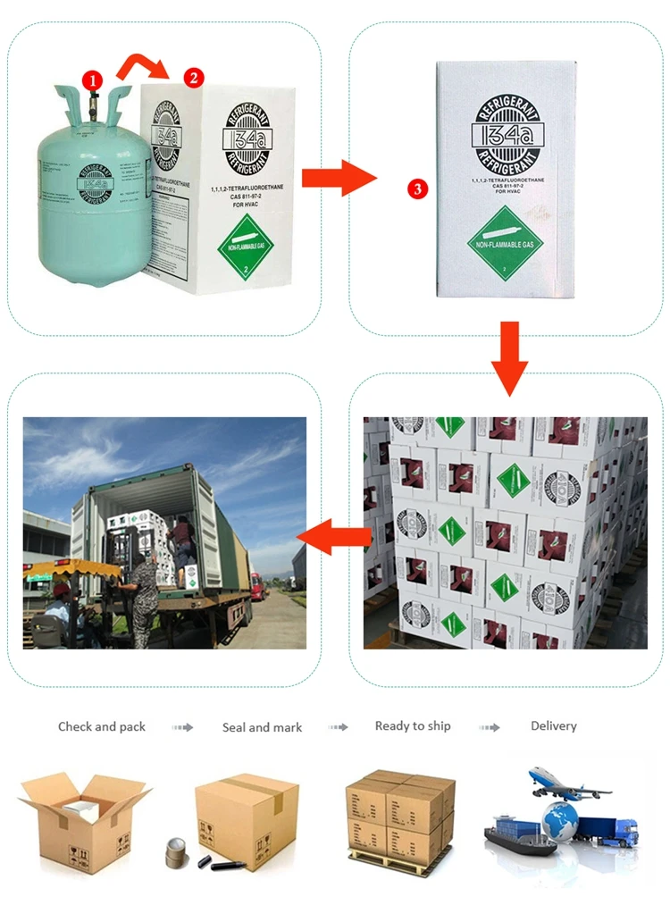 99.999 Purity Refrigerant Gas R134a R410a Car Air Conditioning