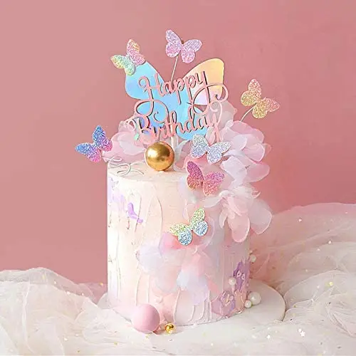 Cakeshop - Topper per torta con glitter per 11° compleanno, per 11° anniversario e 11° anniversario – carta glitterata a doppia faccia 400 g/m², 14