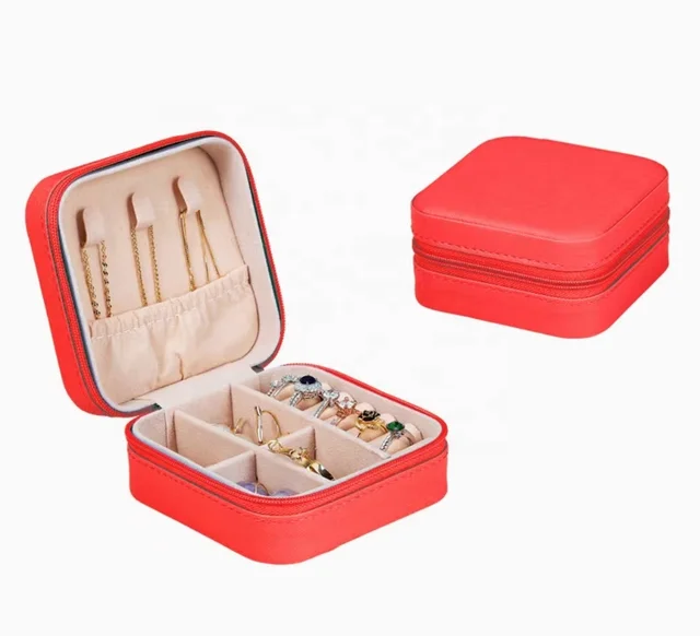 Jewel Organize Box PU Leather Makeup Box Packing Jewel Case Jewelry Box Guangdong Fashionable Plain Storage Makeup 1pc/opp Bag