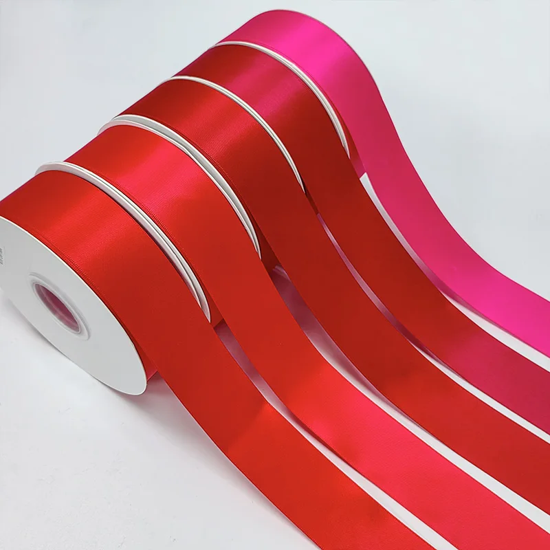 4cm 100 Yard Satin Ribbons Red Pink Bouquet Ribbon 1.5 Inch Gift Roll for Rose Flowers