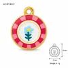 Blue Flower Round Charm