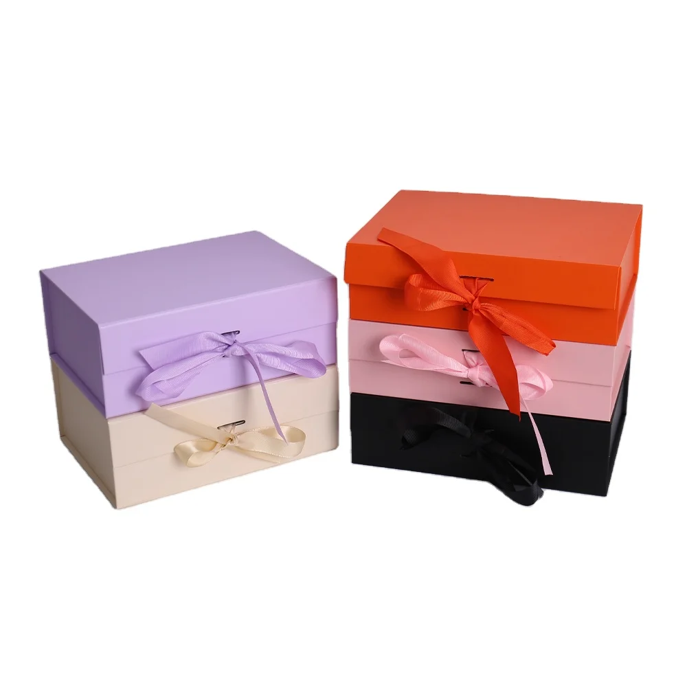 product custom biodegradable luxury foldable ribbon magnetic box embossed art paper packaging sponge liner for business logo display-7