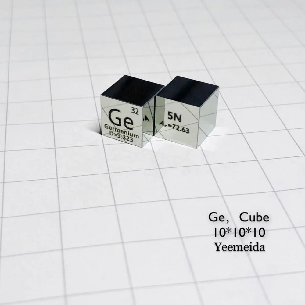 Métal Collection Scientifique Cube Ytterbium Métal 10x10x10mm - 99.99% Pur, Collection Éléments Périodiques, 6.5g Métal Pur 99,99