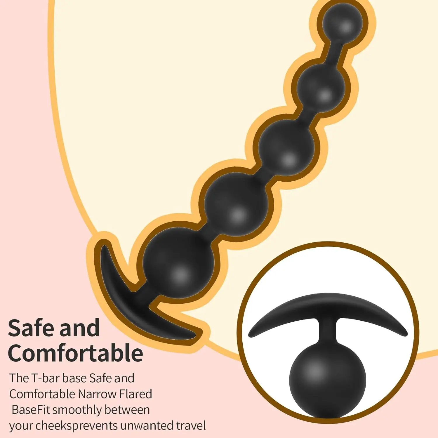 Silicone Hip Plug Toys, Silicone Anal Bead with 5 Balls Gradual Size  Increase & Safe T-Shaped Base, Adult Anal Toy for Couple