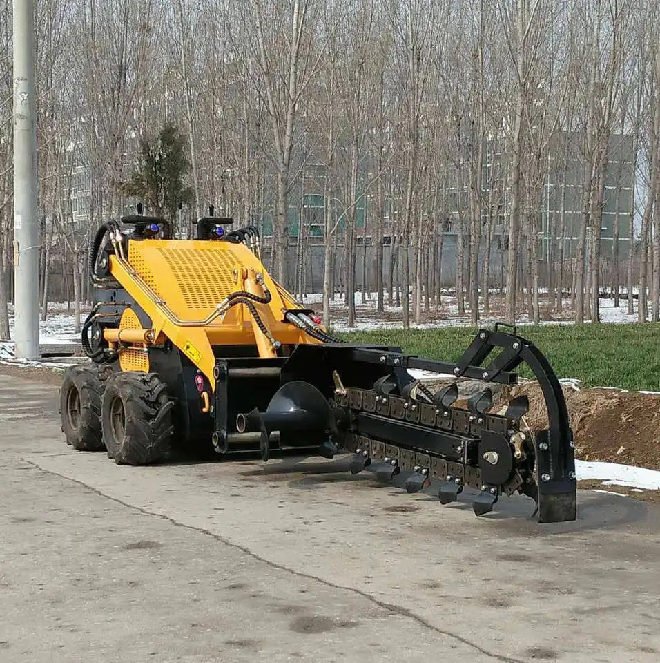 Mini Loader Skid Steer Loaders with Tracked Snow Blower Lawn Mower Breaker Hammer Earth-moving Machinery Mini Skid Steer Loader
