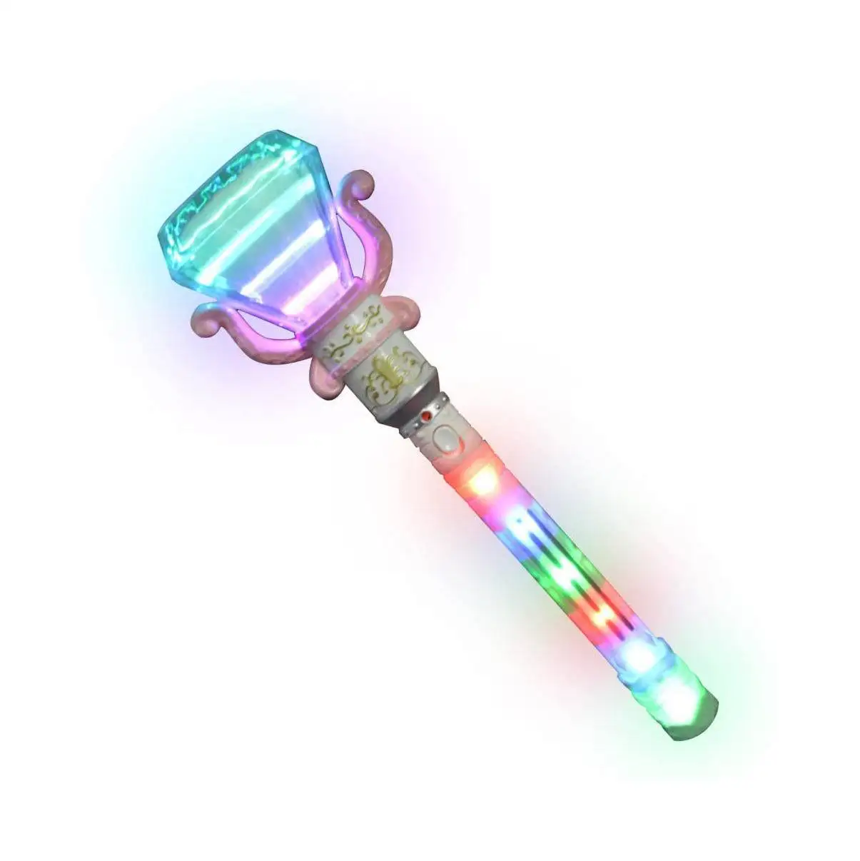 Princess Kids Diamond Rotating Stick Colorful Led Light up Spinning Wand Glow Sticks
