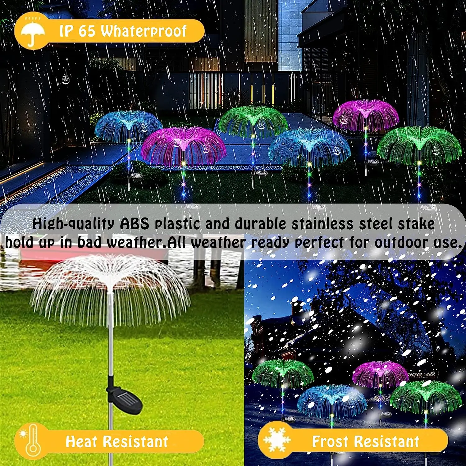 Outdoor Waterproof Solar Garden Decorative Jellyfish Led Fiber Optic ...