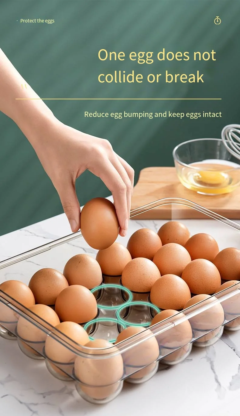 New refrigerator storage egg box 24 lattice PET plastic transparent frozen thick timing egg preservation box wholesale supplier