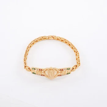 14K oro laminado San Judas Tadeo Virgin Guadalupe pulseras - Fashion - Jewelry de mujer Religious zircon Mary Bracelet Women