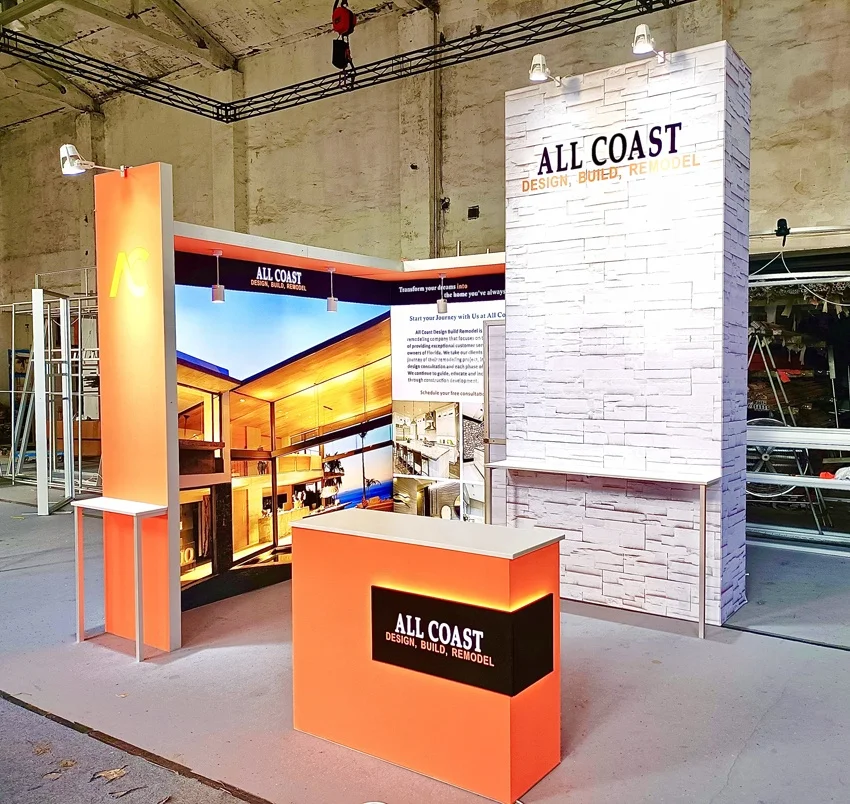 Custom 10*10 Feet Portable Backlit Exhibition Stand Light Backdrop Booth Easy Installation Trade Show Display Dye Sublimation