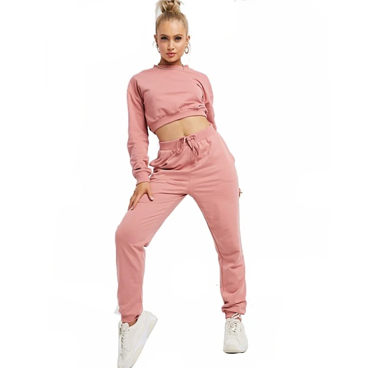 Custom Design Blank Ladies Pink Tracksuit Streetwear Wholesale