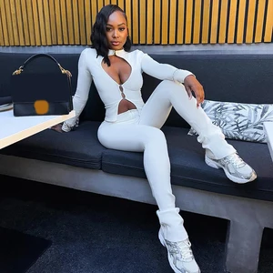 GX0363 Fashion 2026 Fall Street Wear Casual Women Clothing Boutique Long Sleeve Hollow Out Tops and Pant Jogger Lady 2 Piece Set