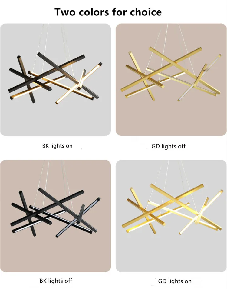Modern linear black chandelier luxury chandelier lighting living room lighting LED pendant lamp chandelier luxury
