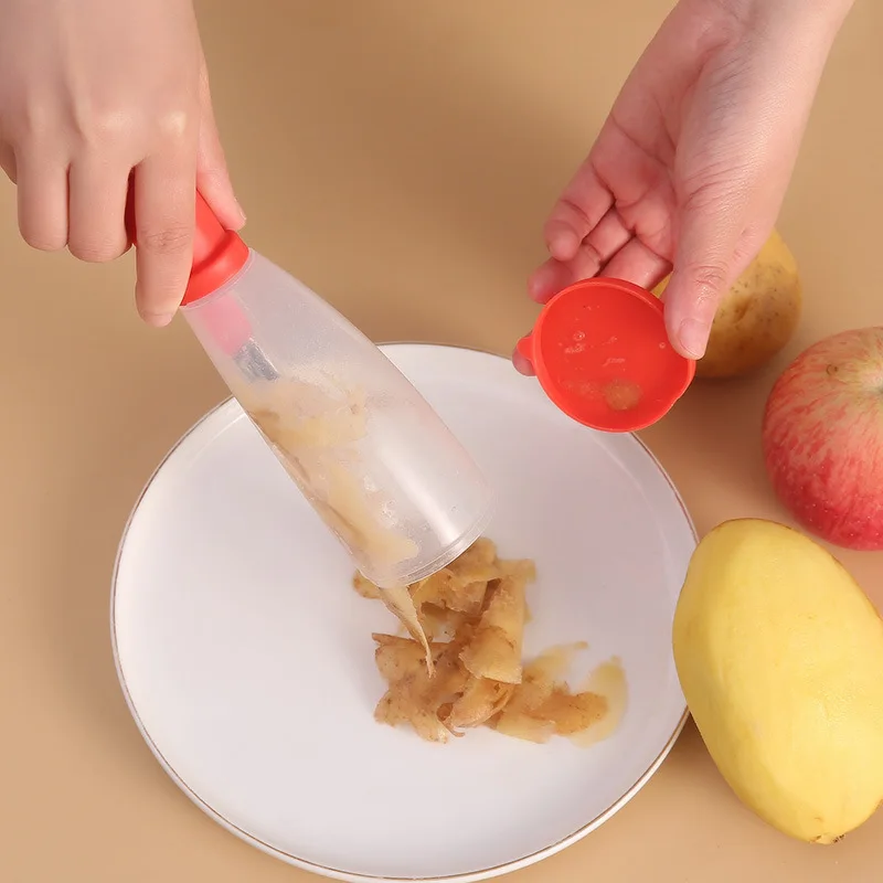 Multifunctional Kitchen Gadget Tools Carrot Peeling Knife Vegetable Fruit Peeler With Storage Box Container