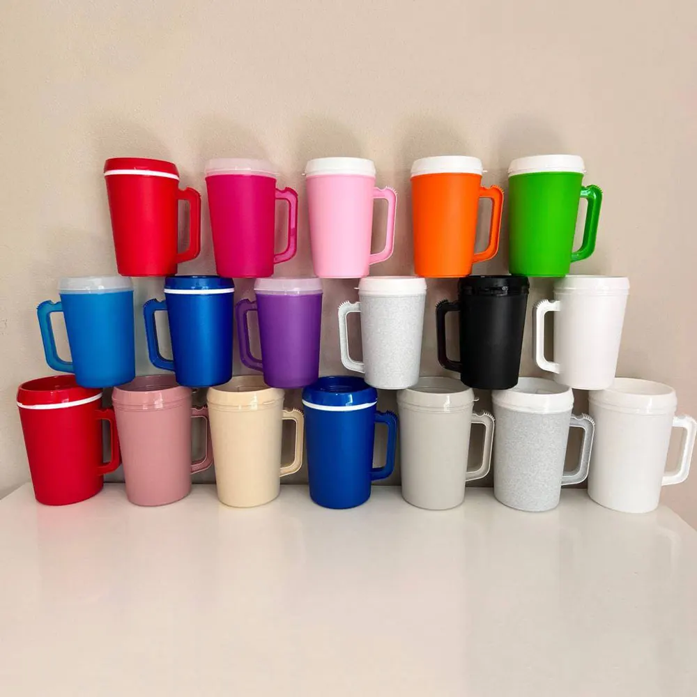 50pcs 22oz Trucker Coffee Mugs With Handle Double Wall Insulated