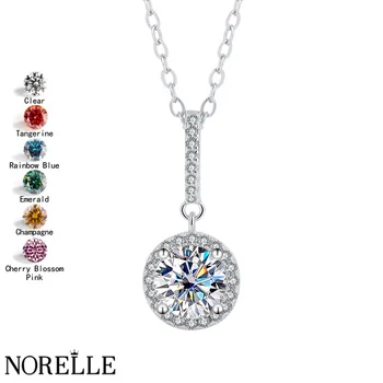 Fine Jewelry 925 Sterling Silver Bridal Pendant Necklace with Six-Claw Snowflake Collarbone Chain Colorful Moissanite Pendant