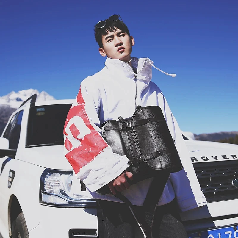 16.5-Inch Fashion PU Leather Laptop Backpack Men Retro Schoolbag Large Capacity Books Waterproof Mochilas Patchwork Teenagers