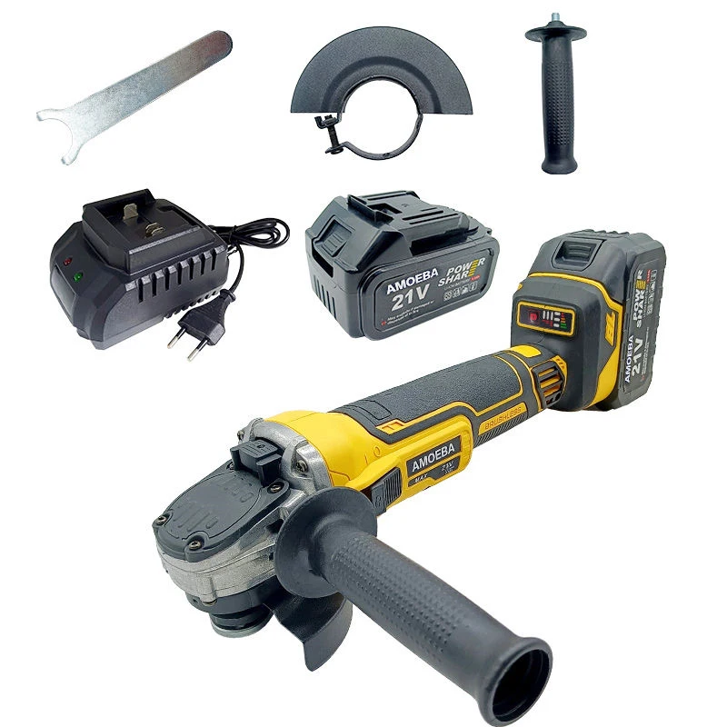 Профессиональная бесщеточная угловая шлифовальная машина, литий-ионный аккумулятор, деревообрабатывающий инструмент для резки, 100 мм, 125 мм, беспроводная угловая шлифовальная машина