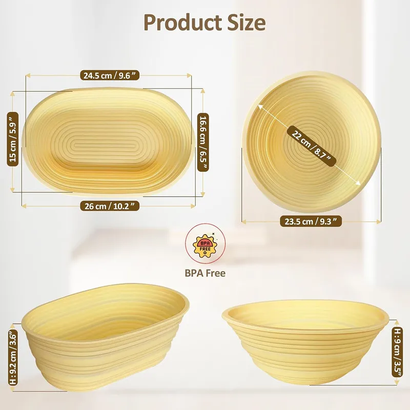 Customized Silicone Bread Proofing Basket Rattan Basket Bread