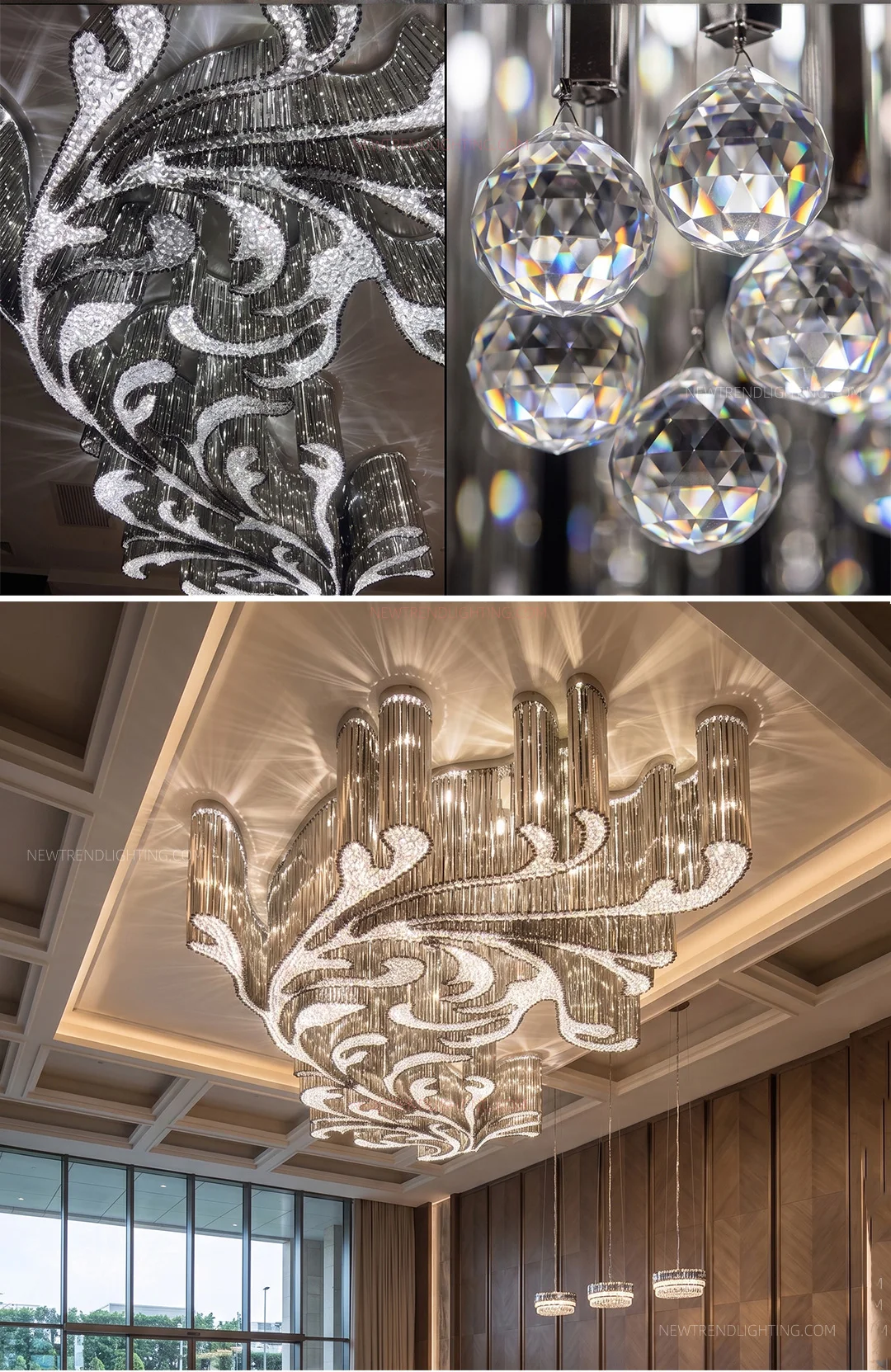 cpl 513 custom sculptural crystal chandelier oversized bespoke led ceiling lighting manufacturer for hotel lobbies-2