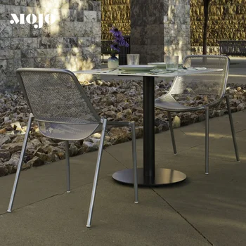 Outdoor Leisure Metal Iron Art Armrest Garden Teslin patio Chair hotel furniture outdoor italian chairs restaurant