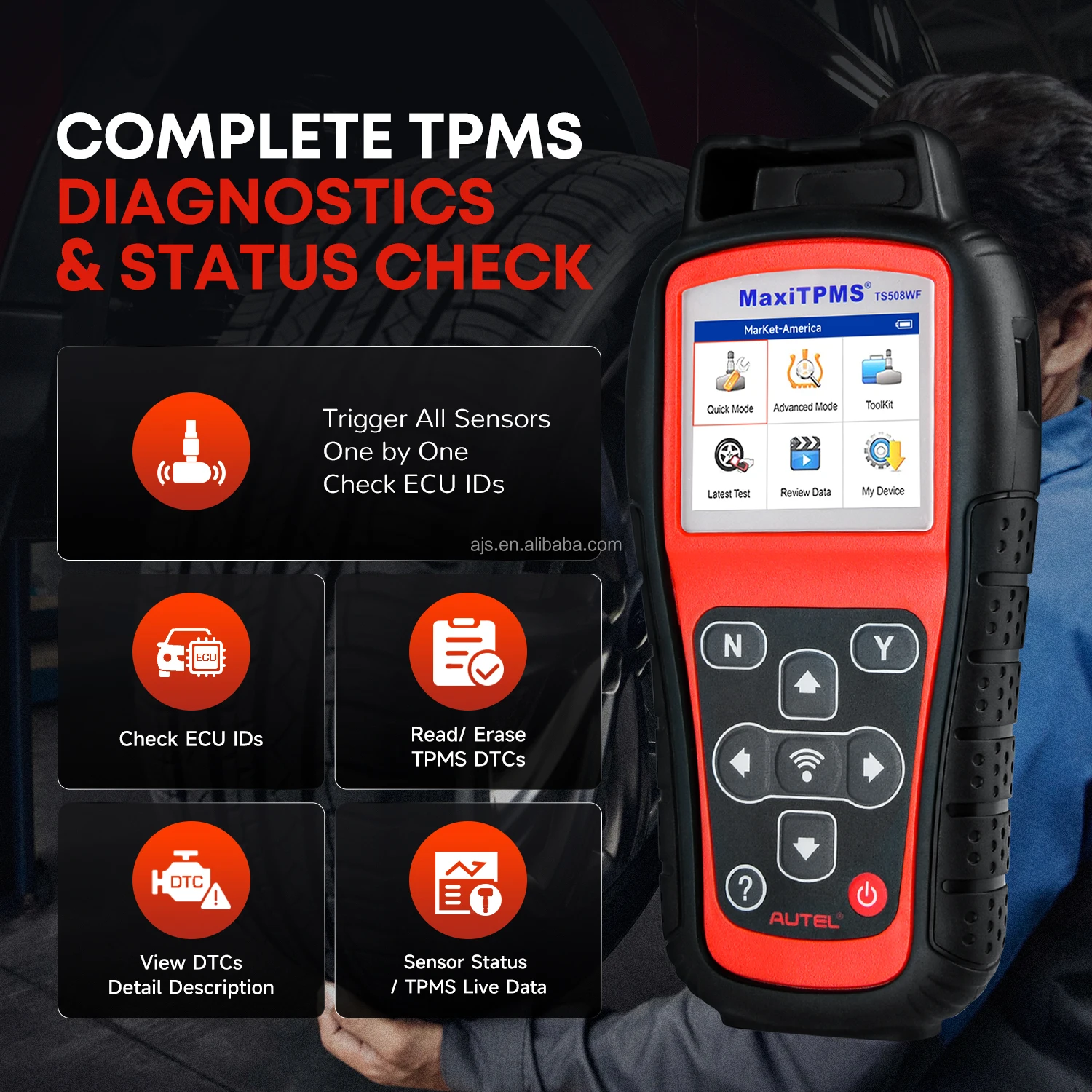 Autel MaxiTPMS TS508WF TPMS Relearn Tool Car Repair Tool Code Reader Scanner Tire Pressure Monitor Diagnostic Machine