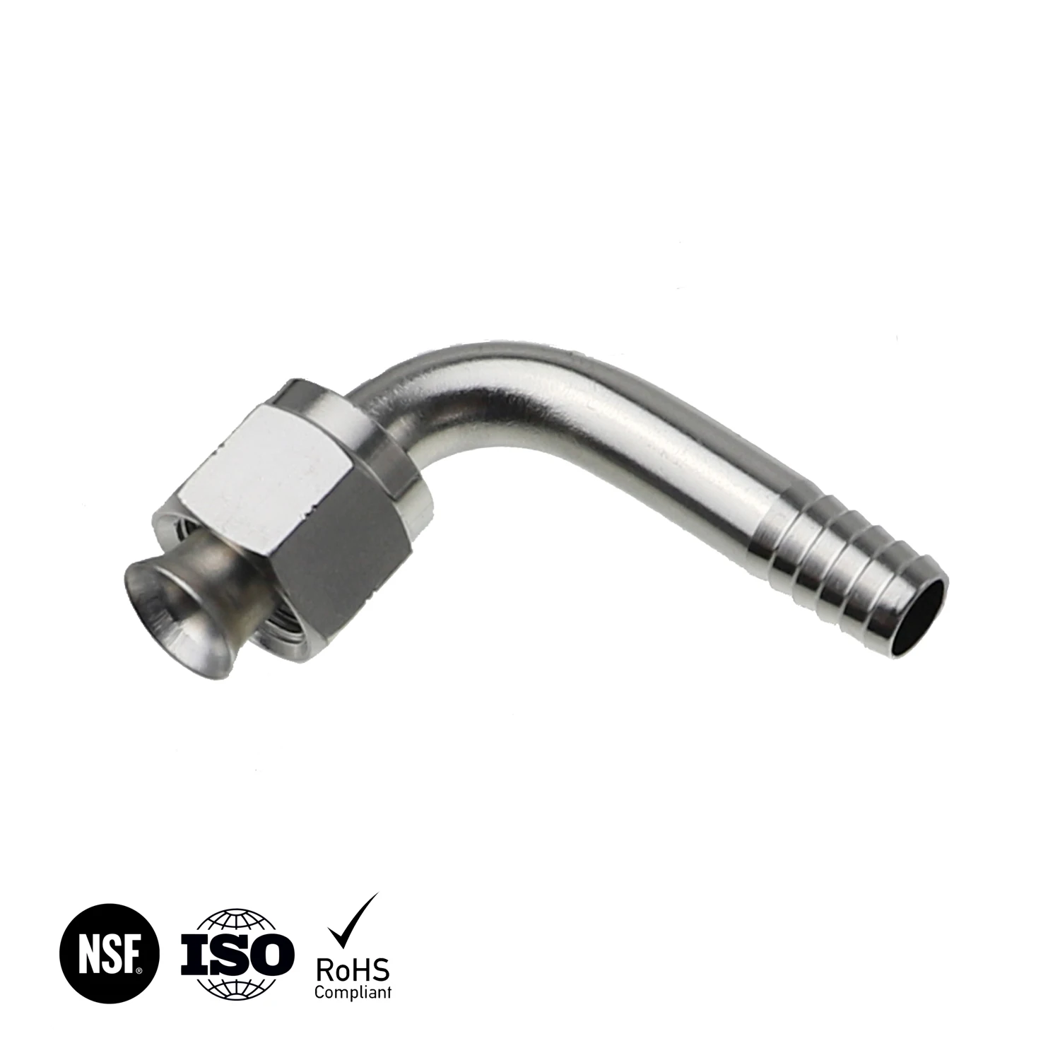 1/2 Barb Hose Elbow with Swivel Hex Nut Stainless Steel Fittings