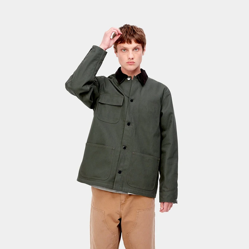 Man Cotton Canvas Overalls Custom Denim Collars Jacketed Workwear Collar Collarless Twill Men Casual Zipper Jacket Woven Regular