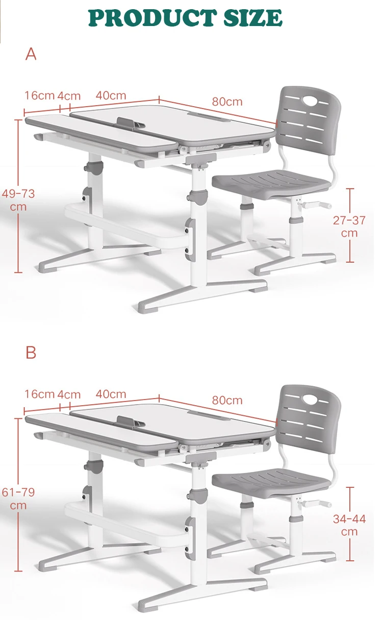 Drafting Drawing Art Height Adjustable standing desk High School Classroom High Quality Single Set School Desk and Chair Set