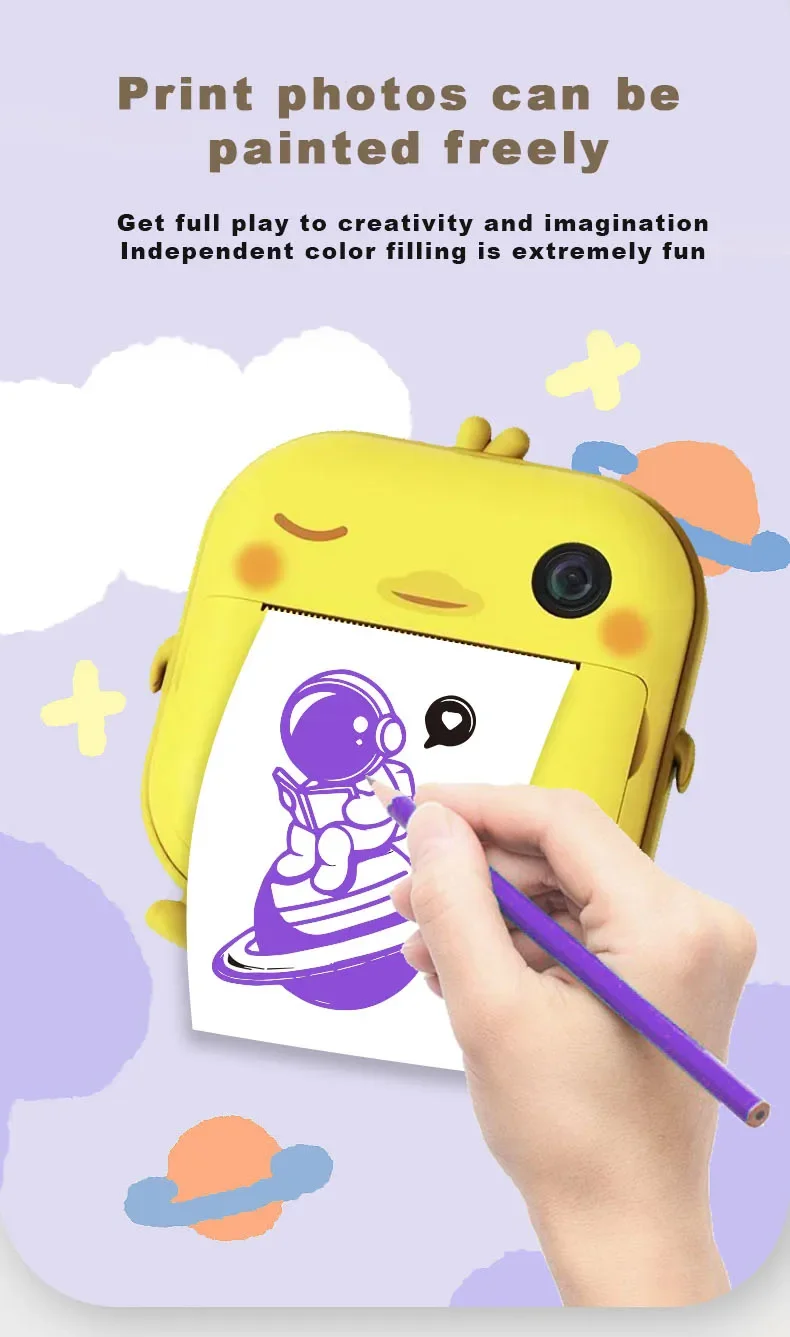 M2 Kids Instant Print Thermal Imaging Camera Child Drawing Digital Photo Toys with MicroSD for Birthday & Christmas Gift