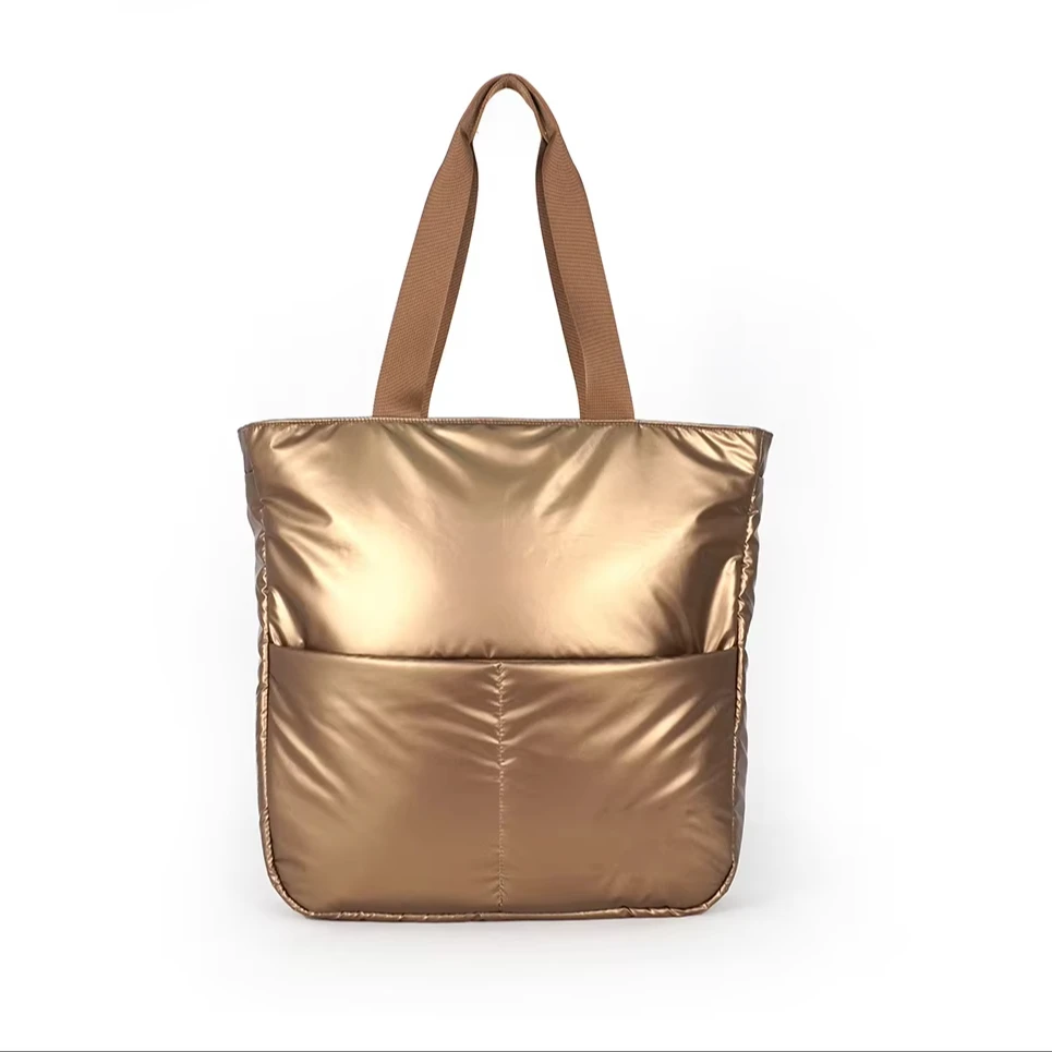 Women's Large Capacity Gold Quilting Hobo Handbag Casual Crossbody Shoulder Bag na may Zipper Closure para sa Autumn Winter Fashion