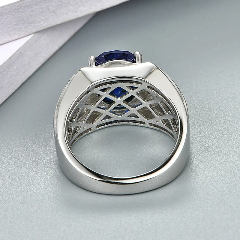 Personalisiert Vintage Halo Ring Mit Ovalem Blauen Saphir & Zirkonia – 5-7 Karat, 925 Sterling Silber