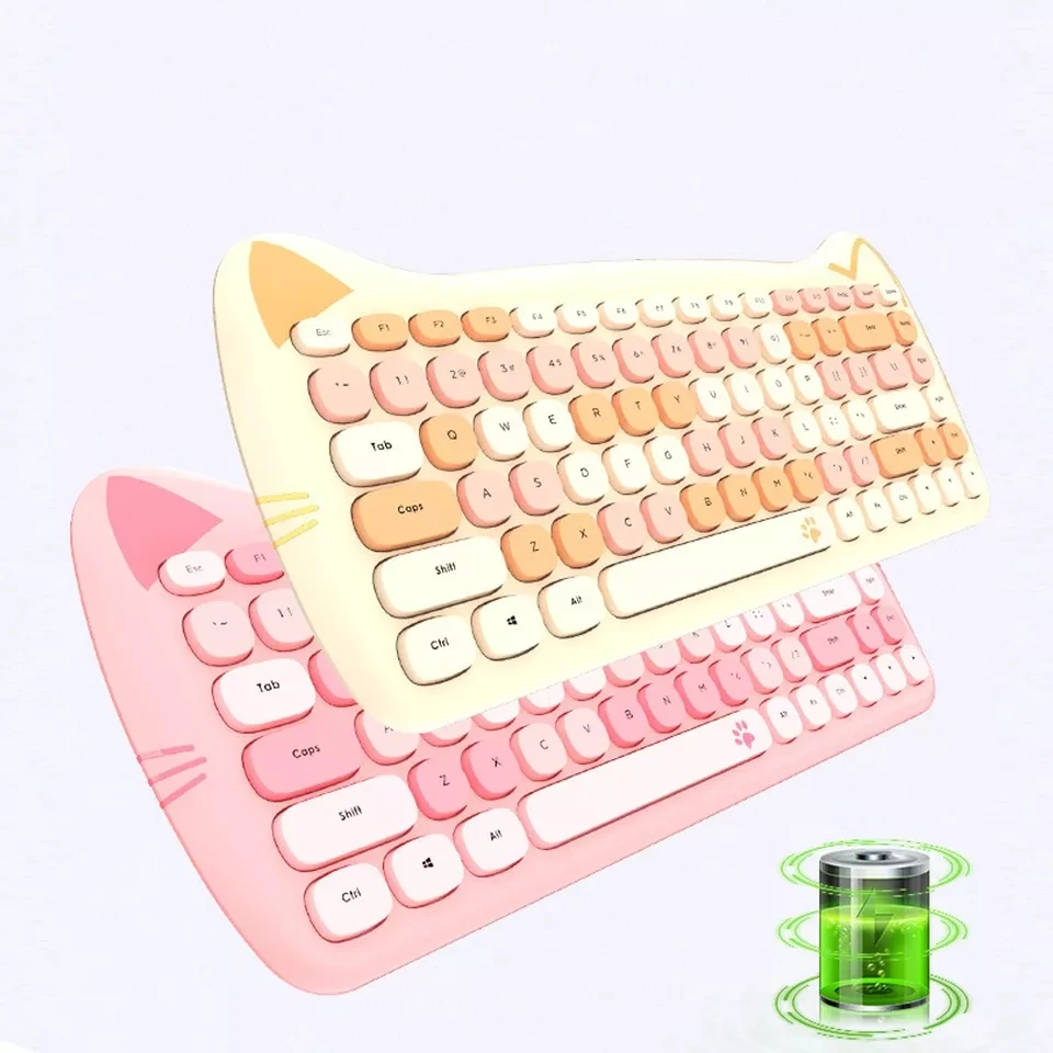 2.4G Wireless Keyboard Mouse Set Portable Cute Mini Keyboard 2400 DPI Optical Mouse Mute Keyboard for Android PC Desktop Laptop