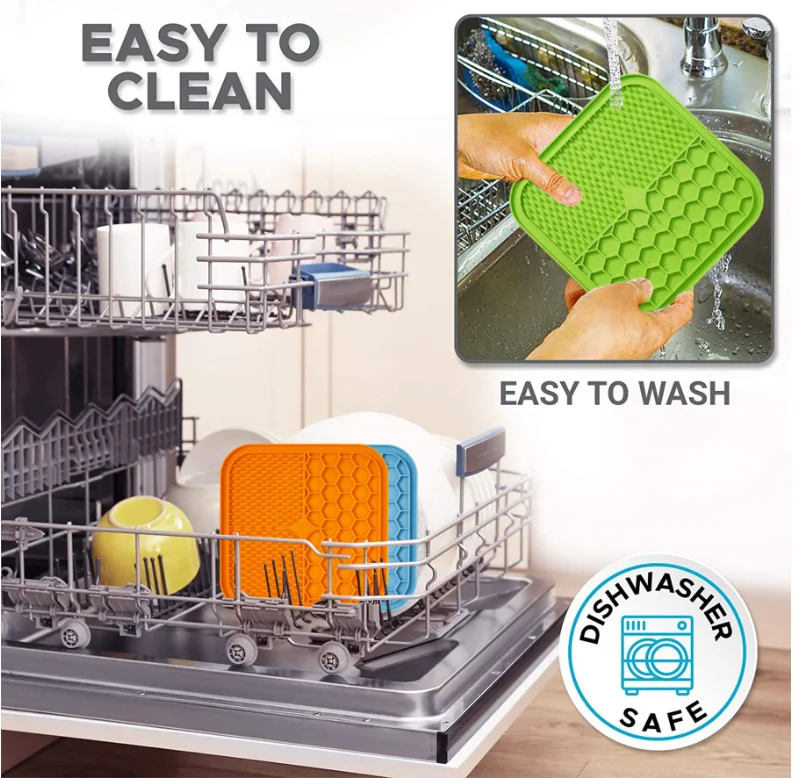 Nontoxic Dog Bowls Eat Slow Feeder Pad Durable Square Pet Dog Suction