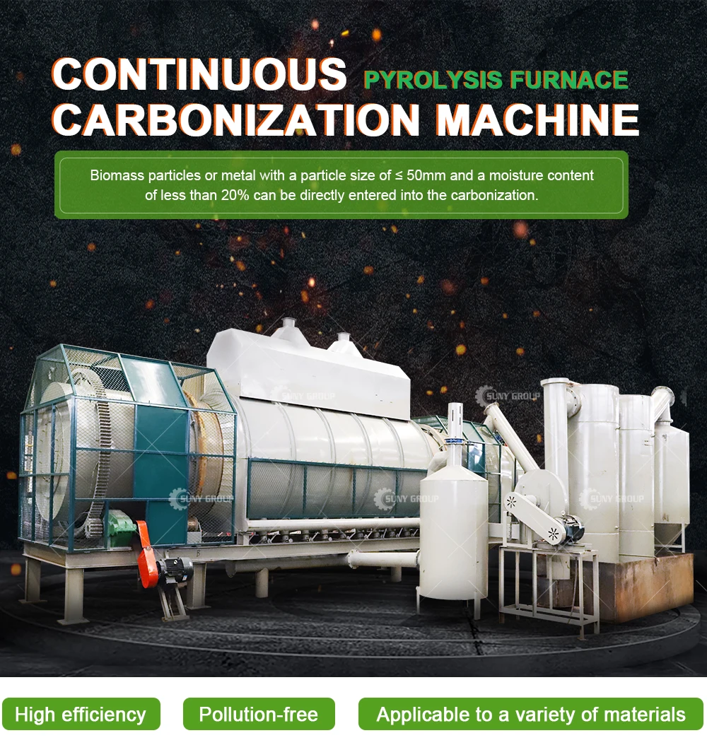 Biochar Charcoal Furnace Rotary Continuous Carbonzation Furnace For