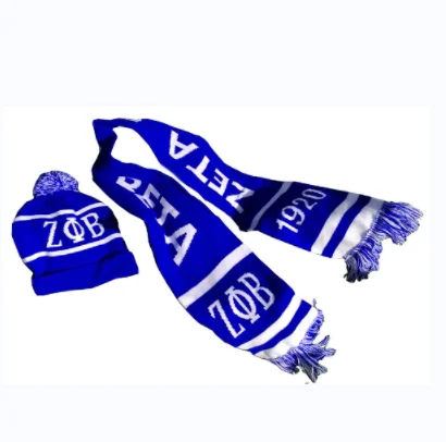 Набор жаккардовых вязаных шарфов и шапок Zeta Phi Beta Sorority
