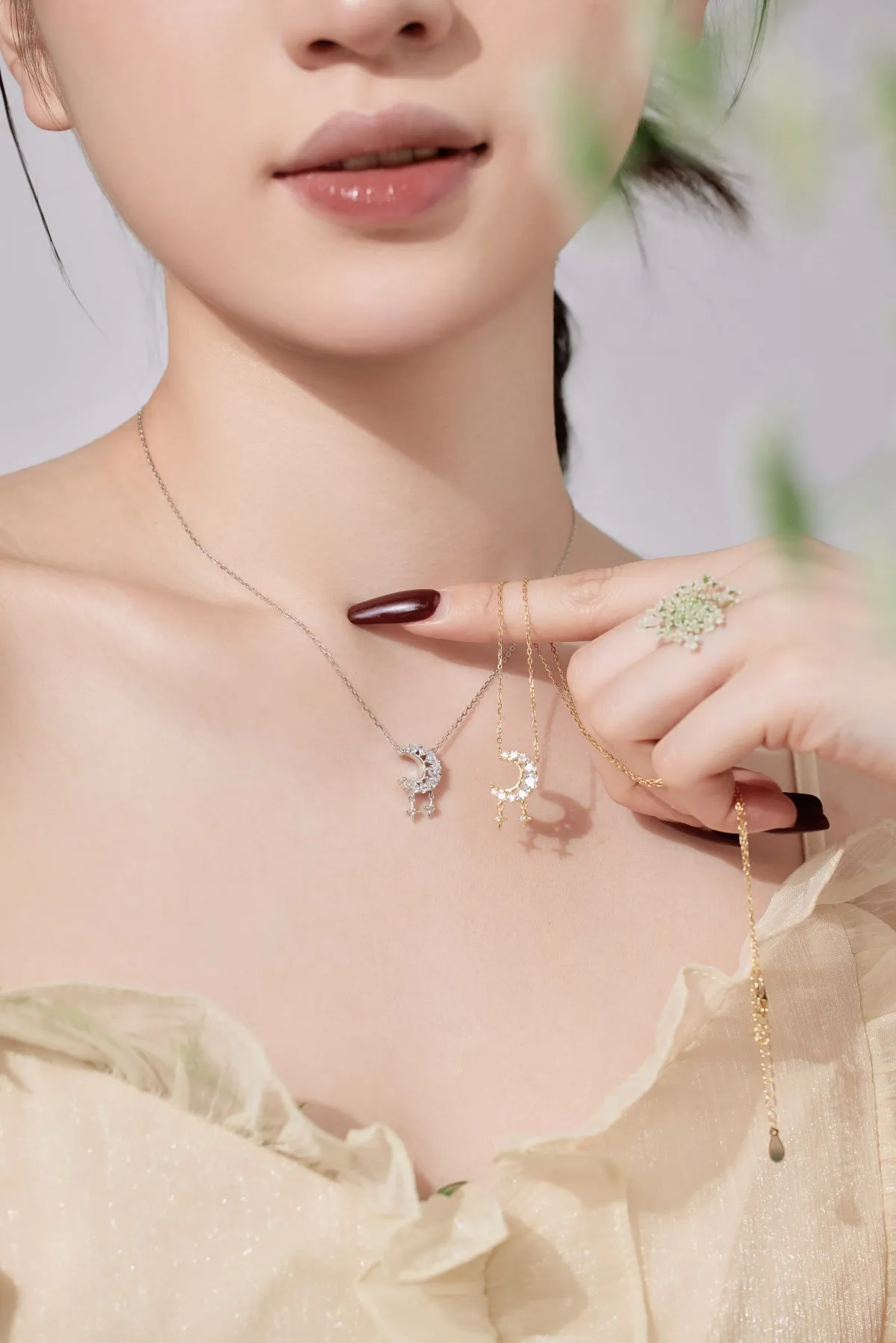 KAKODIY 925 Sterling Silver 18K Gold Plated Necklace Jewelry for Women Cubic Zircon Star and Moon Design Crescent Moon Pendant Chain Necklace detail 3