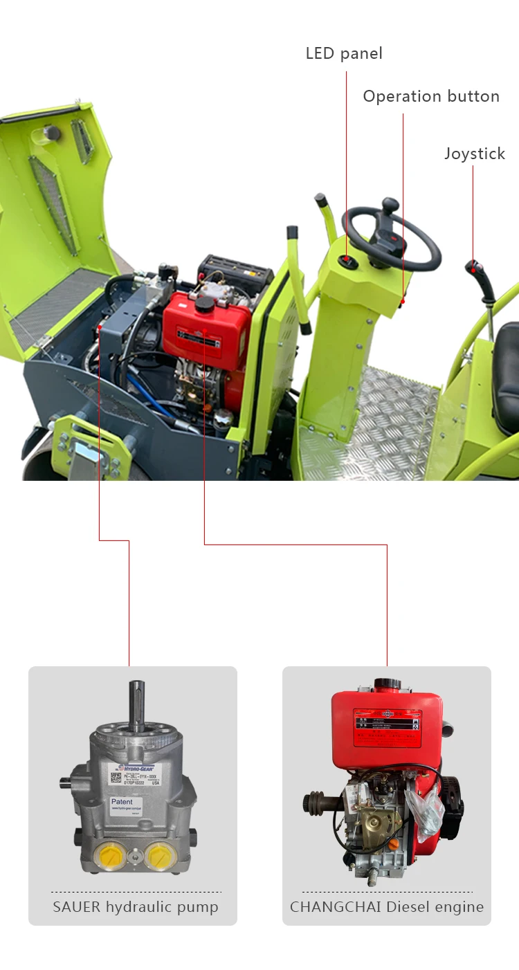 1 ton 2 ton 3 ton driving type double drum diesel gasoline road roller road compaction road repair engineering machinery