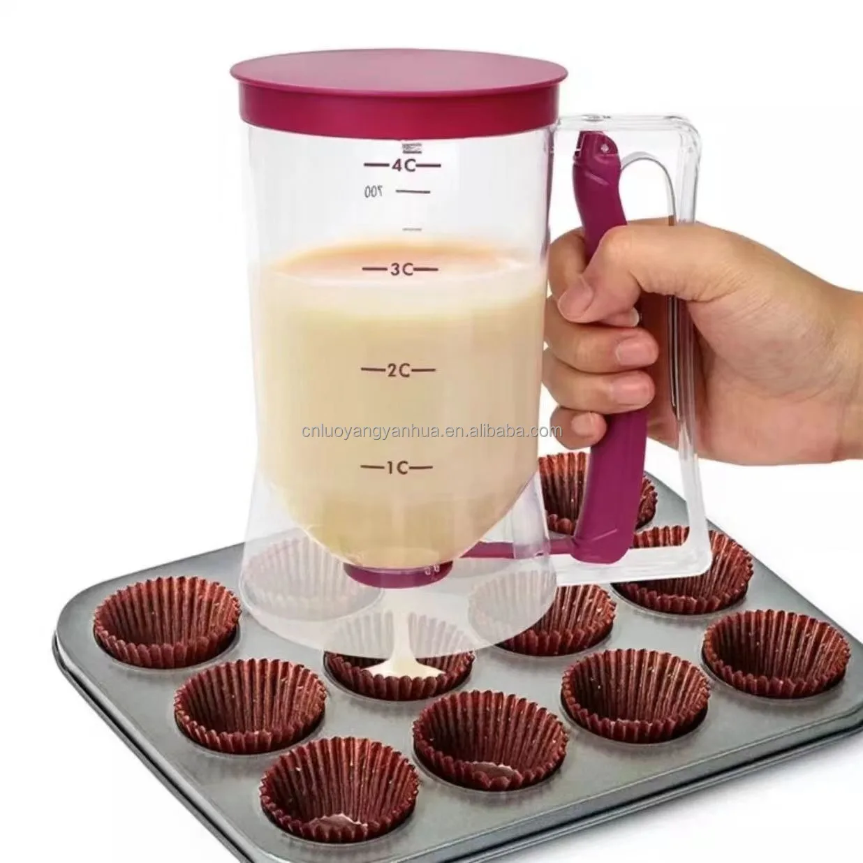 Kitchen Measuring Baking Tools Handheld Pancake Maker Cookie Biscuit Cake Muffin Cupcake Batter Dispenser with Squeeze Handle