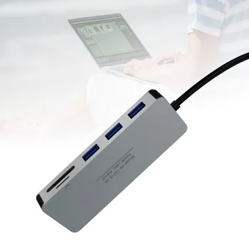 FB CR718-30 Metal 3 Ports Usb 3.0 Hub with 2 Slot Sd Tf Cf 6 in 1 Card Reader CF X1 + SD X1 + TF X1 + USB-AX3 detail image