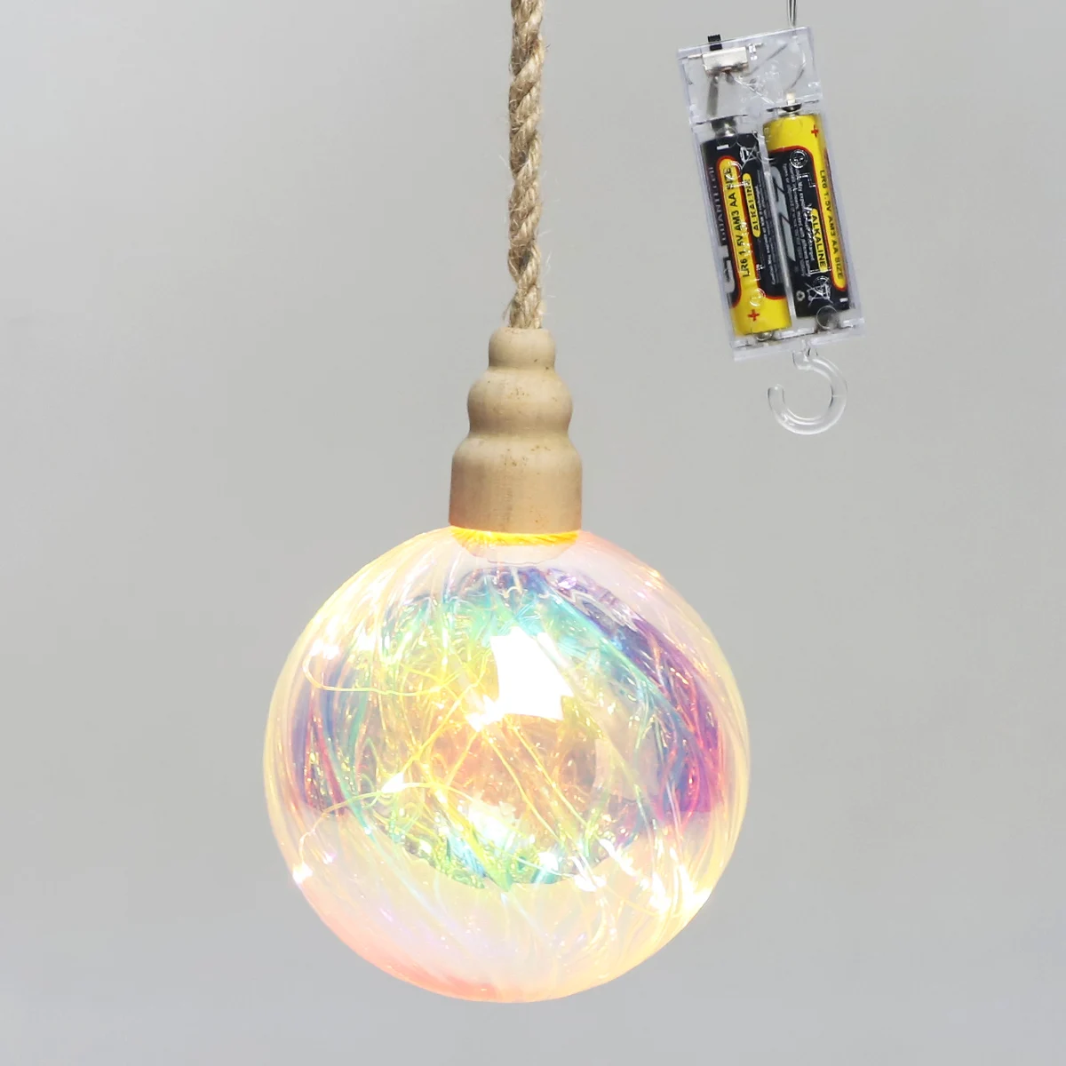 Christmas Decoration Supplies Hanging  Glass Led Lighting Glowing Ball For Xmas Holiday Decoration