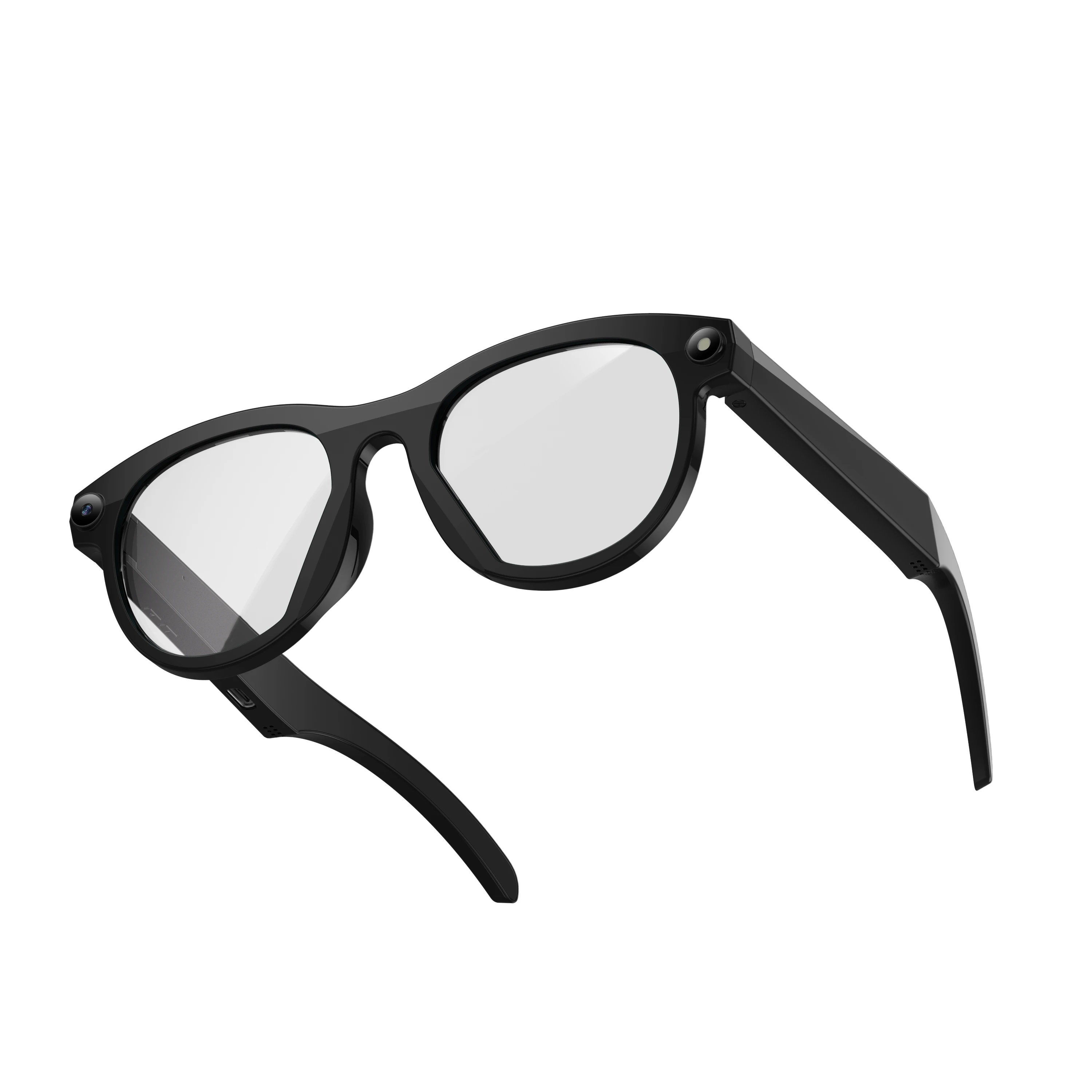 Preto com lentes transparentes