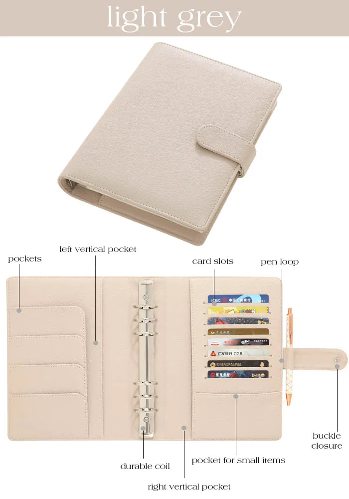A5 Litchi Leather A5 6ring Agenda Binder Planner Cover With Custom Paper Inserts Available For