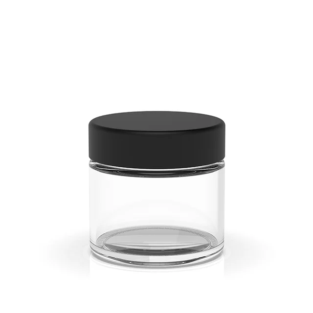 2 3 4 oz Child Resistant Clear Black Glass Jars